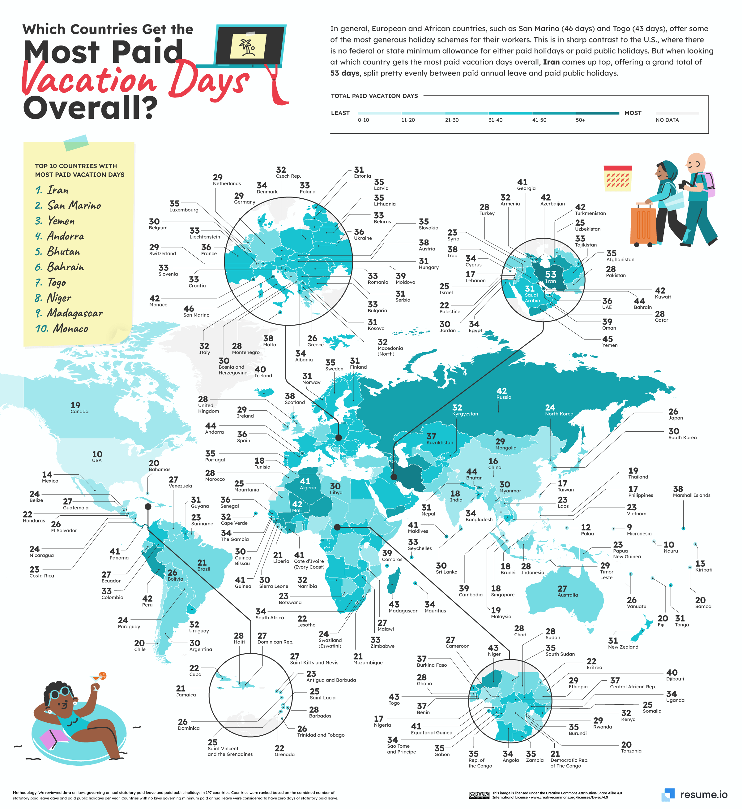 Which countries get the most paid vacation days?