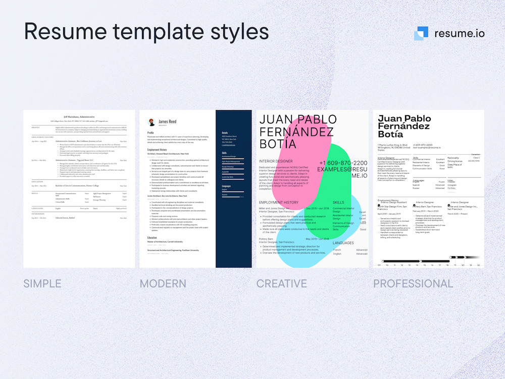 resume template styles compared