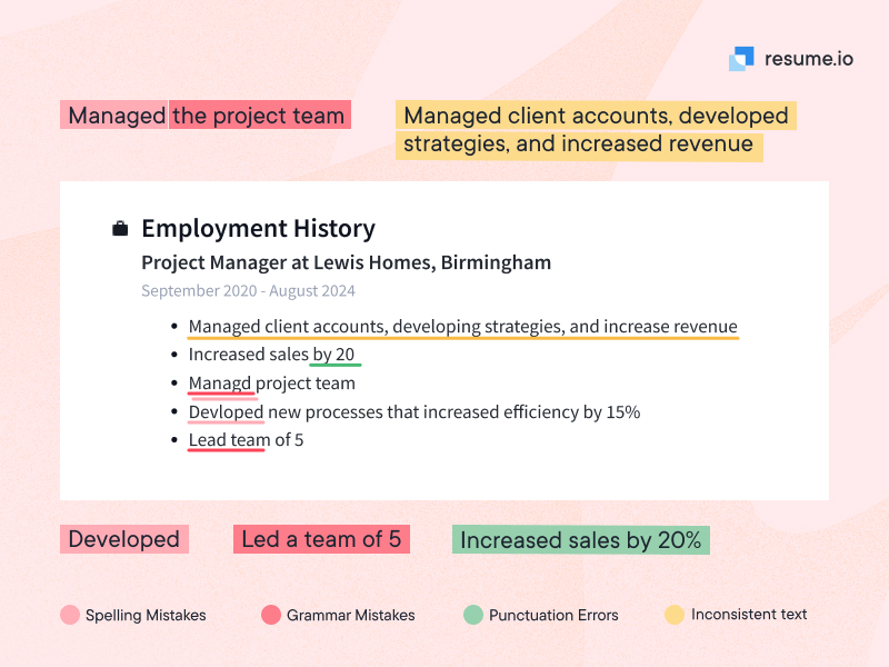 CV grammar and spelling issues - Visualisation of silly mistakes