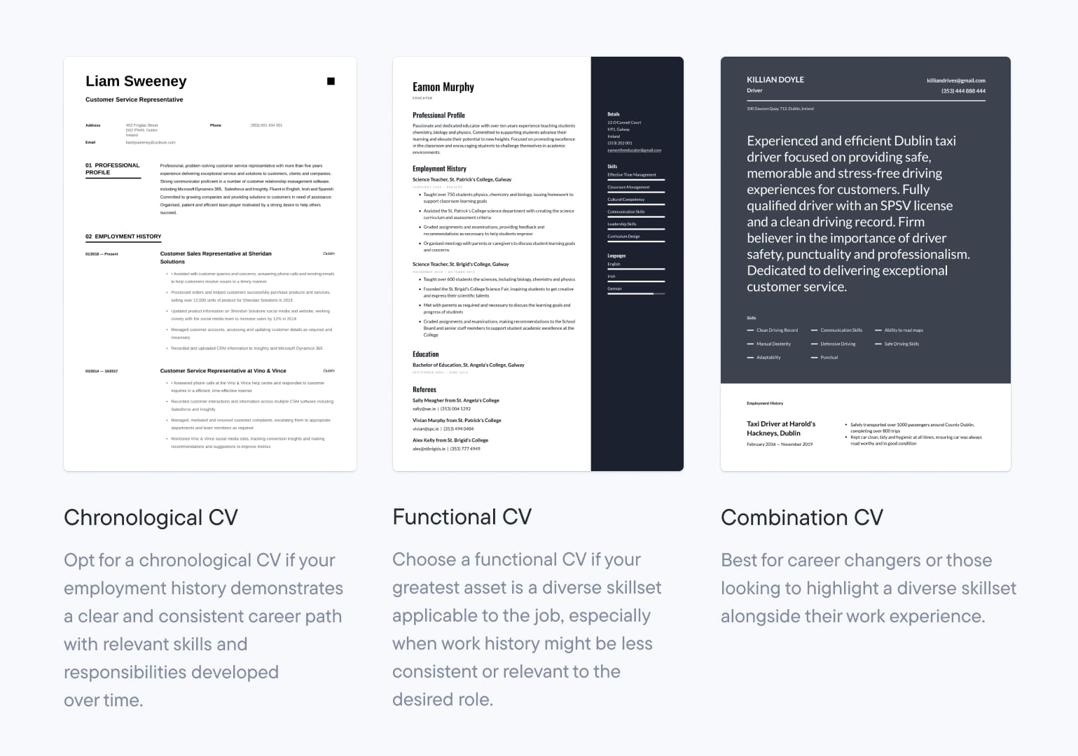 most common cv formats