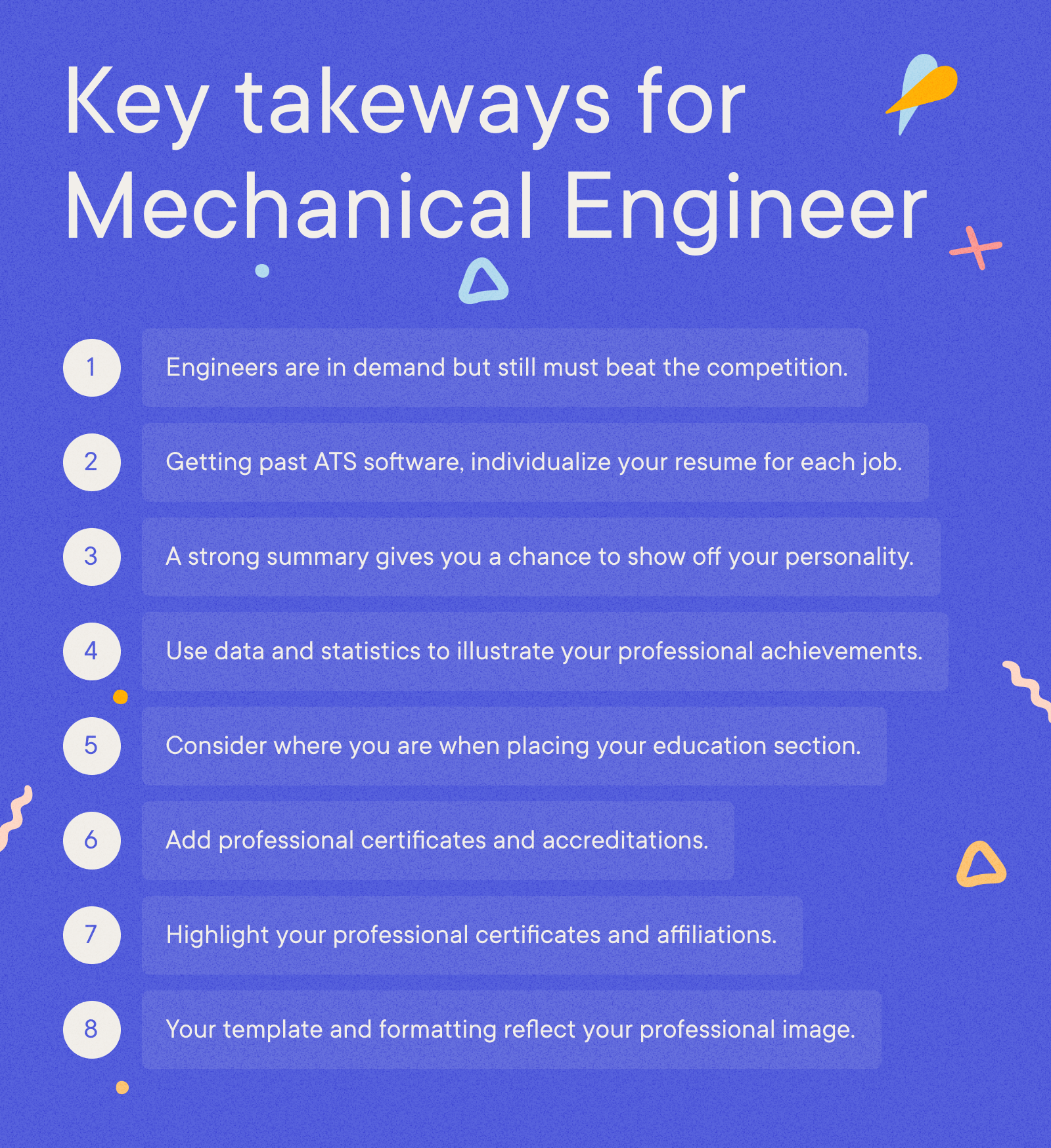 Mechanical Engineer Resume Example - Key takeways for Mechanical Engineer