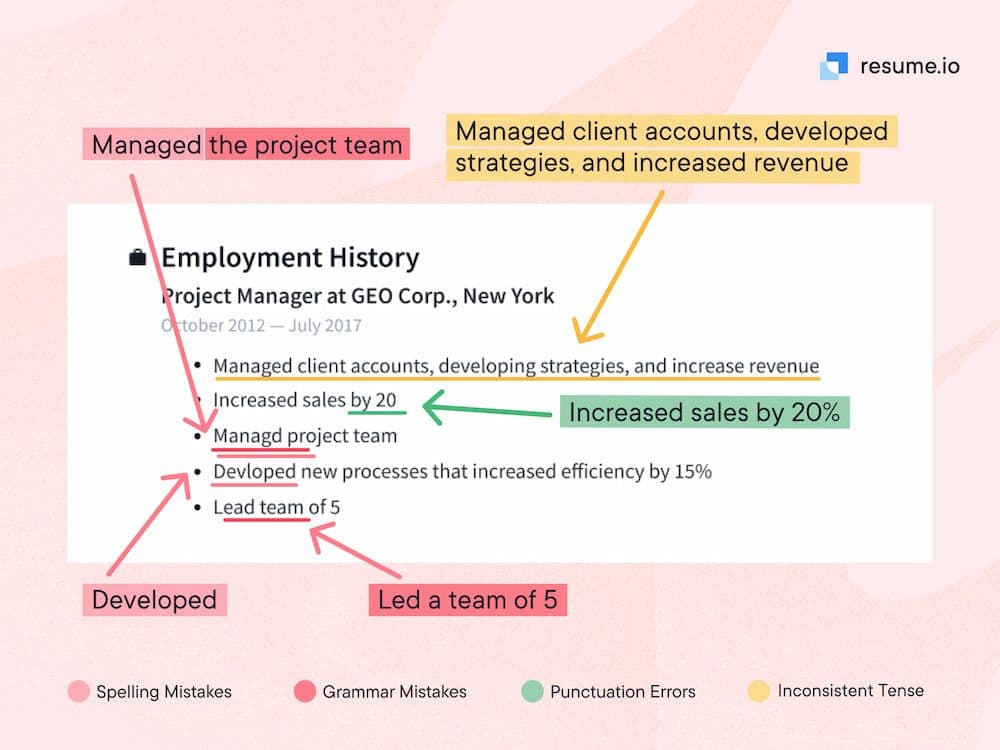 A visualization of silly resume spelling and grammar issues