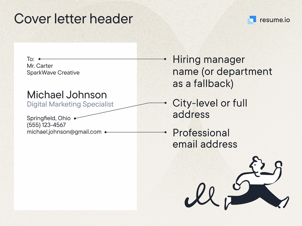 cover letter header section - explained