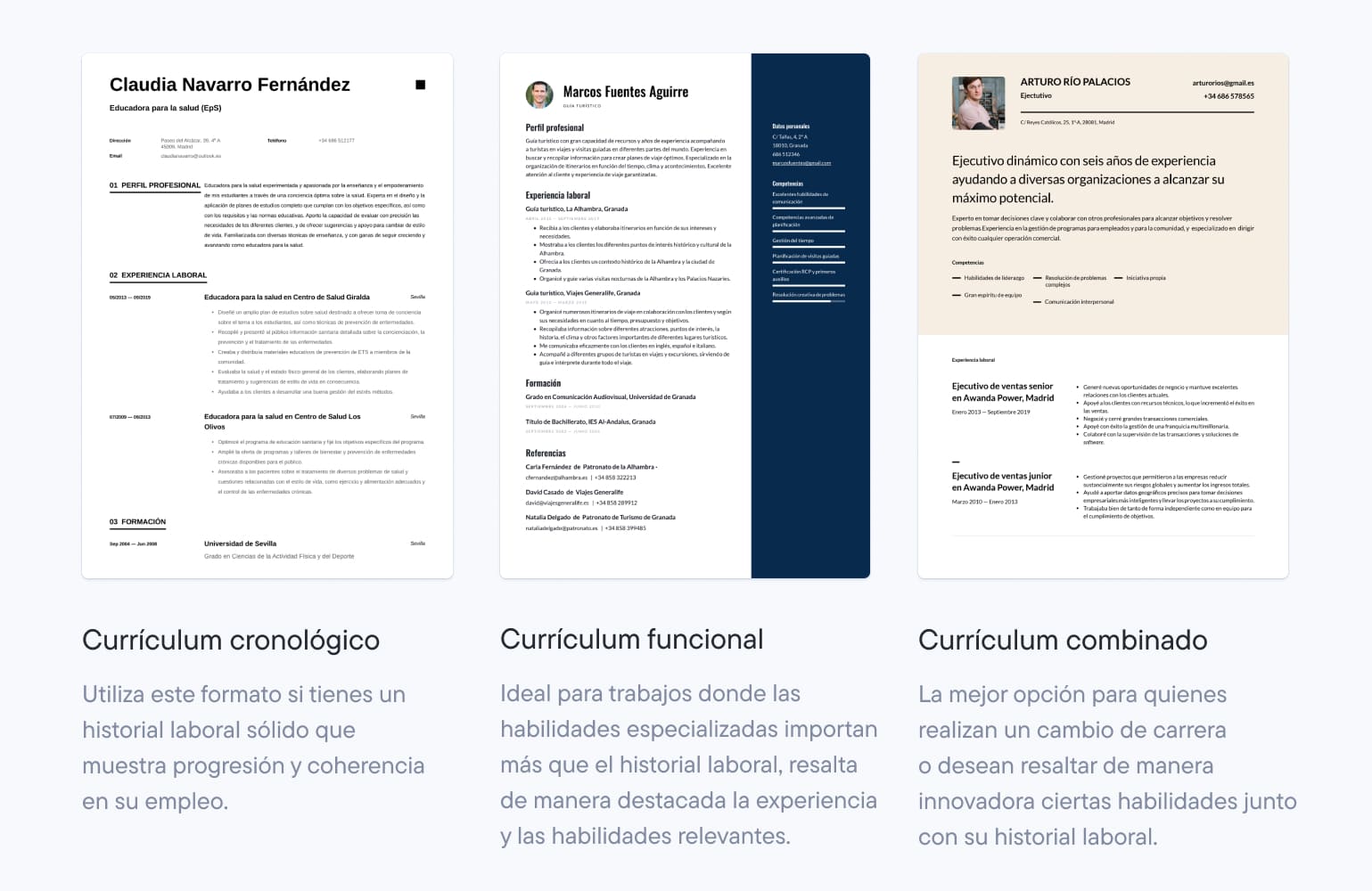 ejemplos de formato de currículum