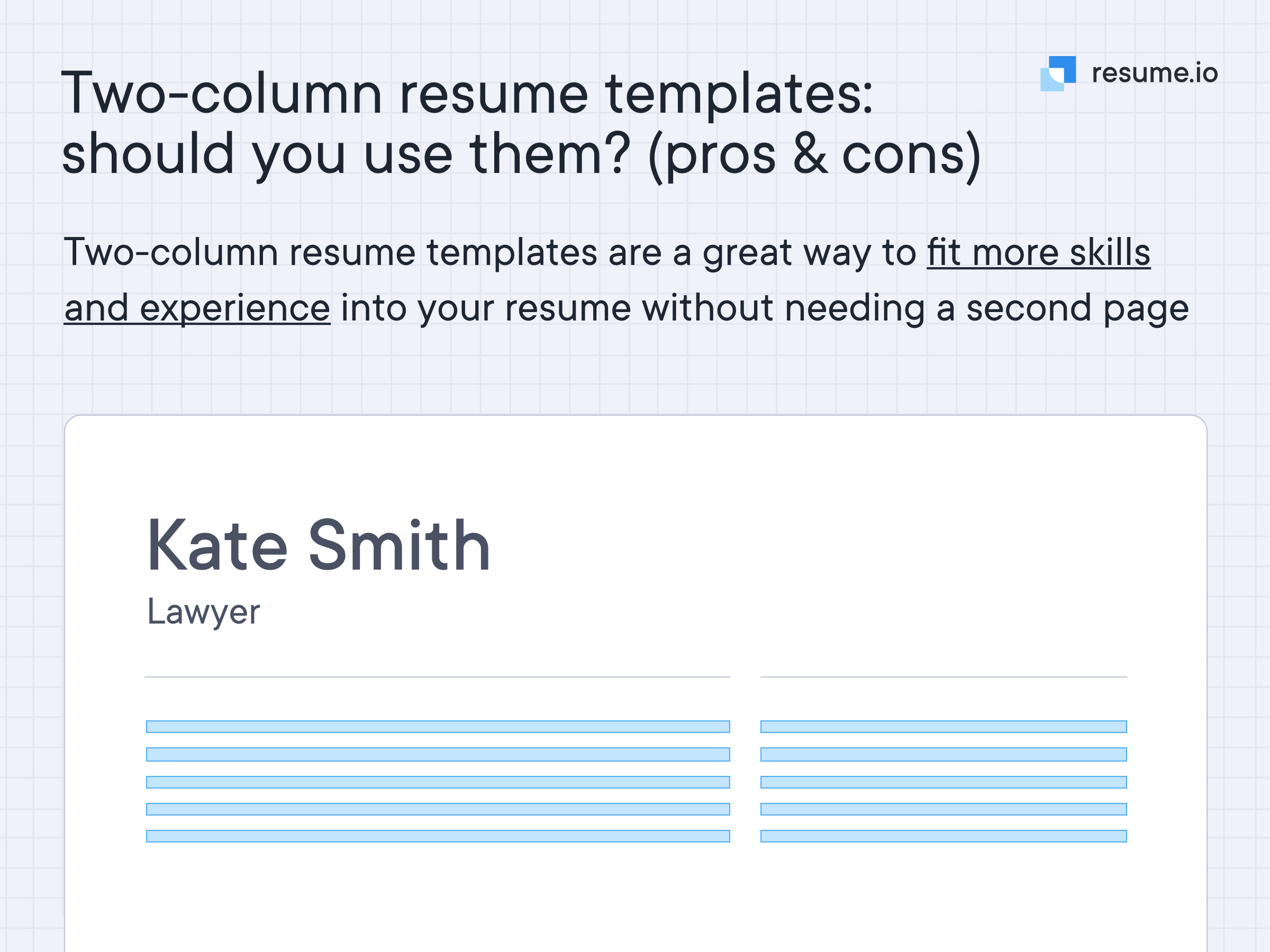 Example of a two-column resume template