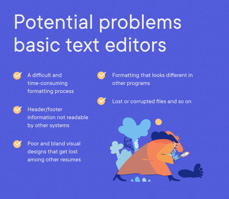 How to write a resume - Potential problems basic text editors