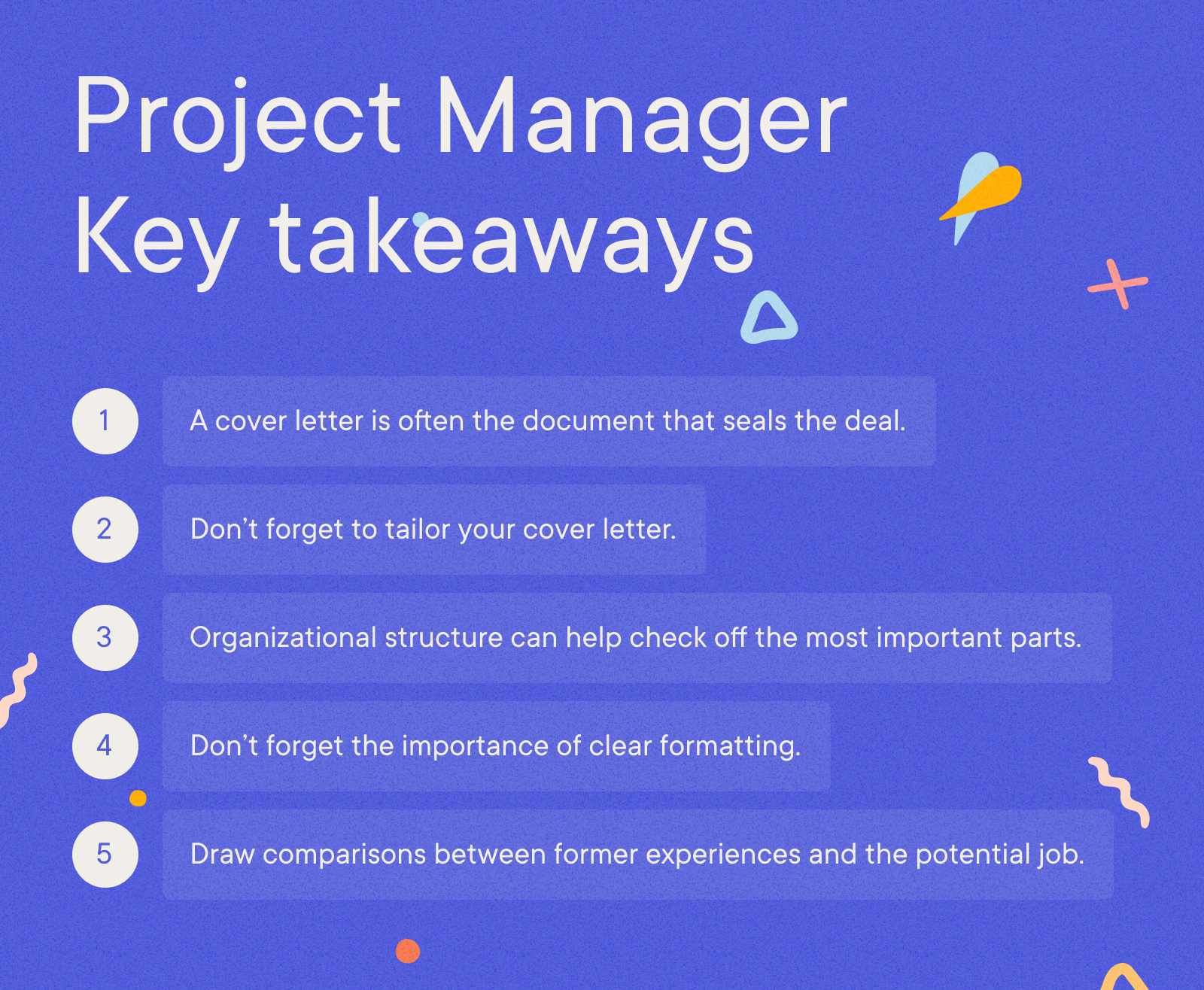 Project Manager Cover Letter Example - Project Manager Key takeaways