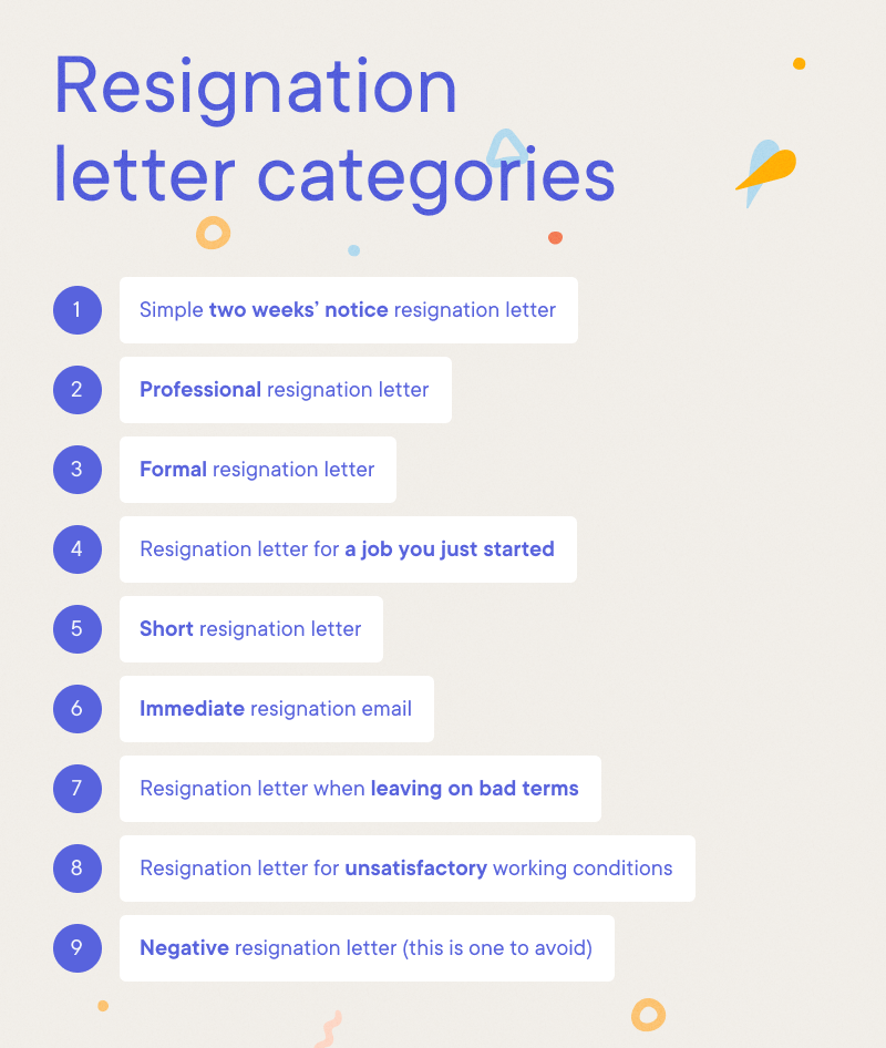 Blogs - How to write your resignation letter - Resignation letter categories