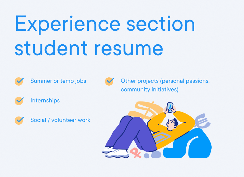 Student Resume Example - Experience section student resume