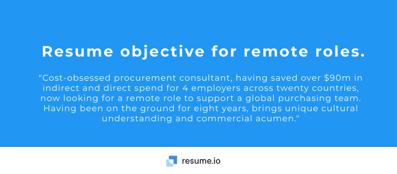 Resume objective for remote roles