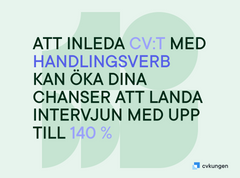 Procentandel av att få ett intervju när man använder handlingar verber på din CV Procentandel av att få ett intervju när man använder handlingar verber på din CV