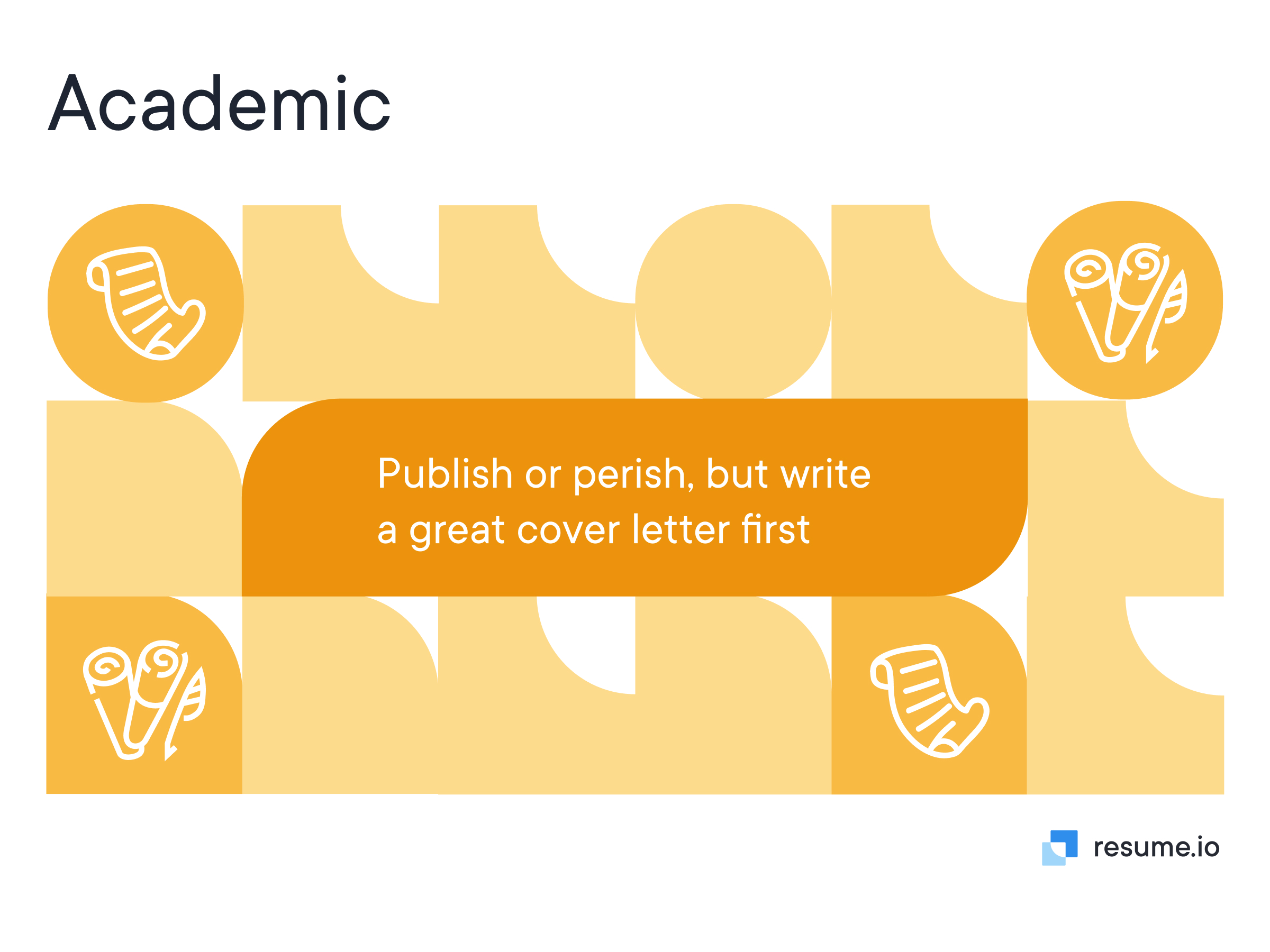 Orange shape with publish or perish for academic