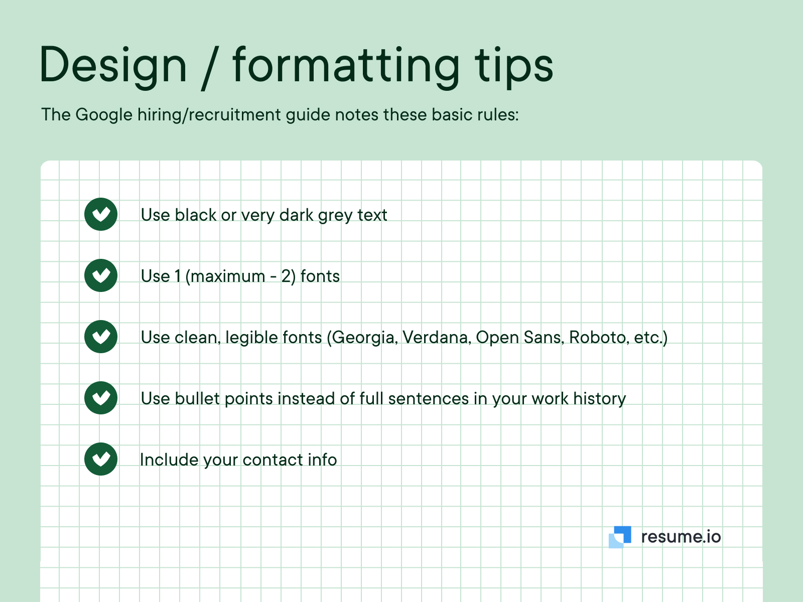 Design and formatting tips