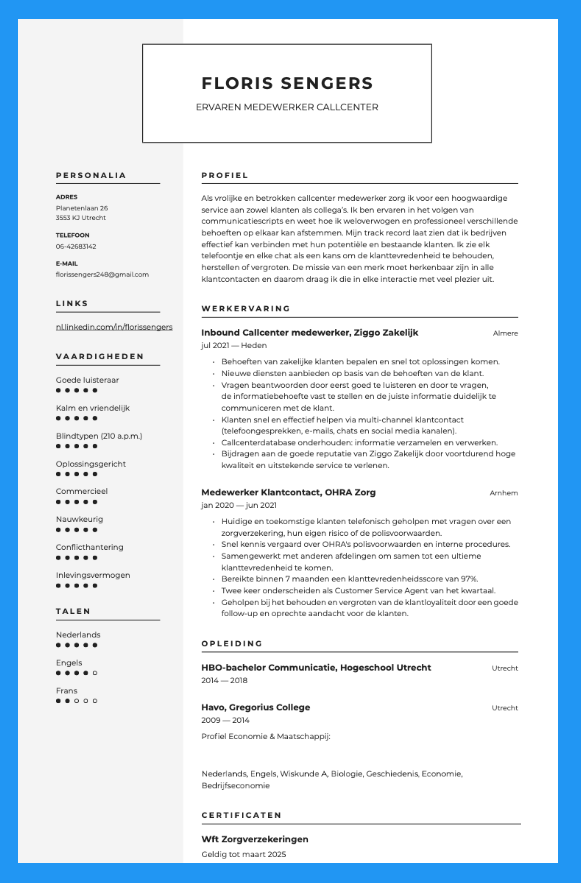Blog cv format Gecombineerd cv Blog cv format Gecombineerd cv