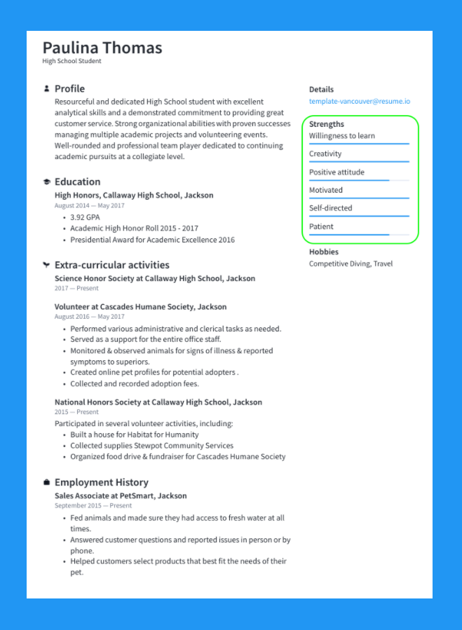 Strength in resumes