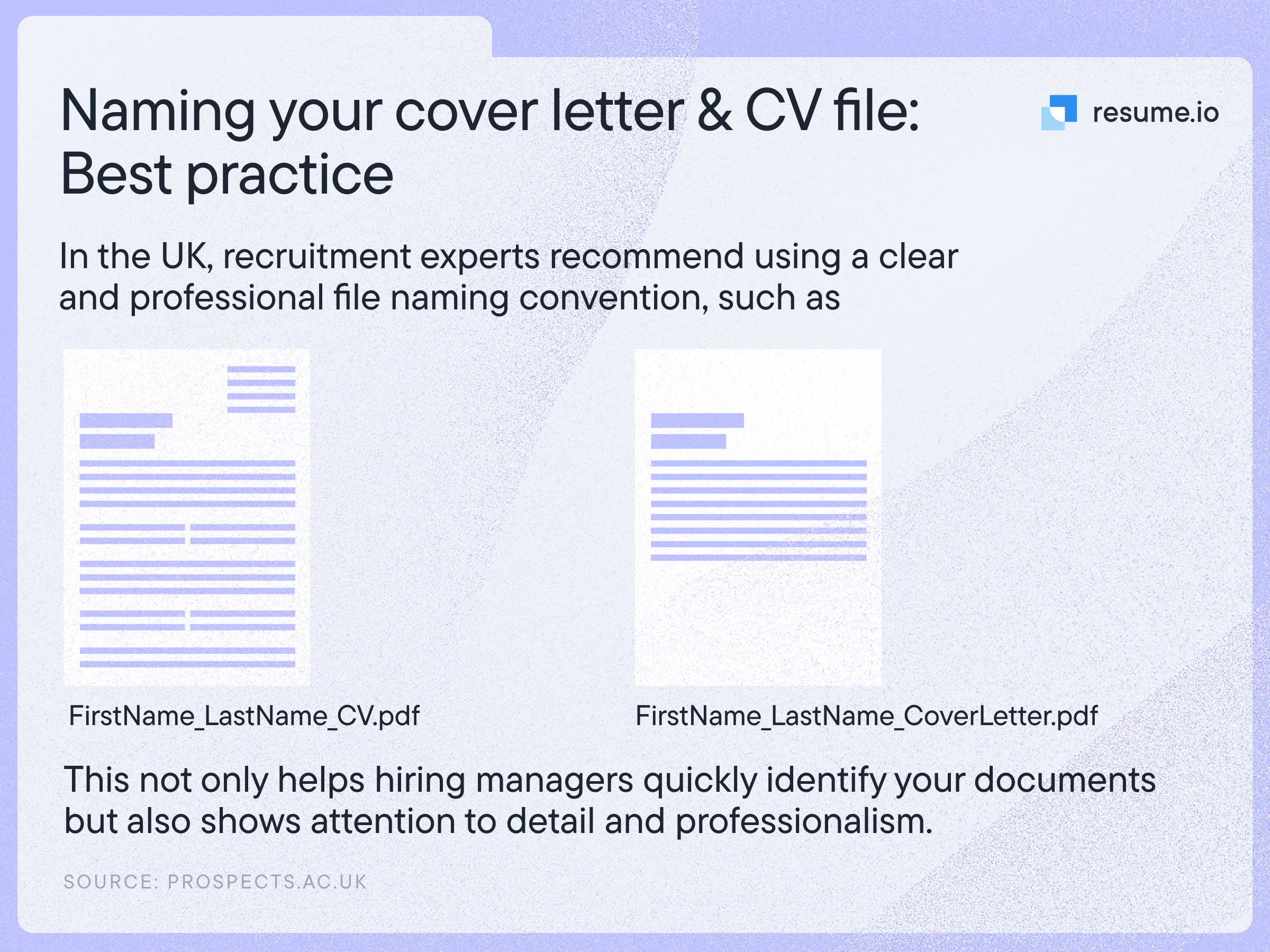 An image showing the right way to name your CV and cover letter