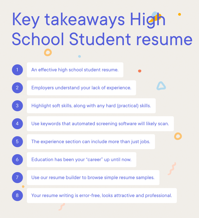 High School Student - Key takeaways high school student resume