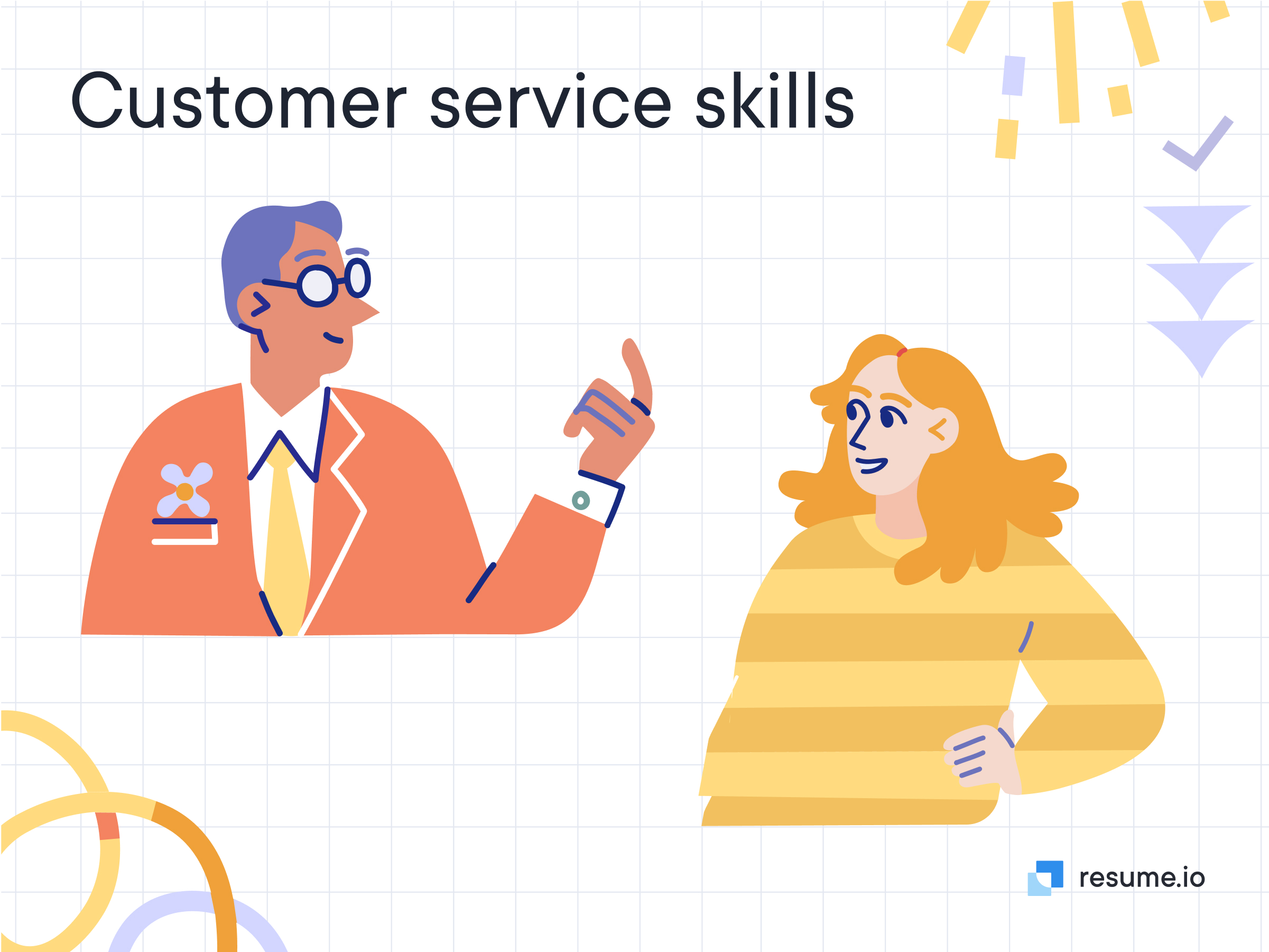 Two people talking about customer service skills