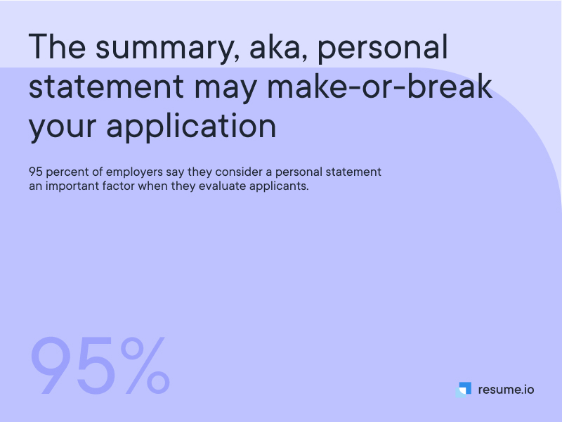 The summary, aka, personal statement may make-or-break your application
