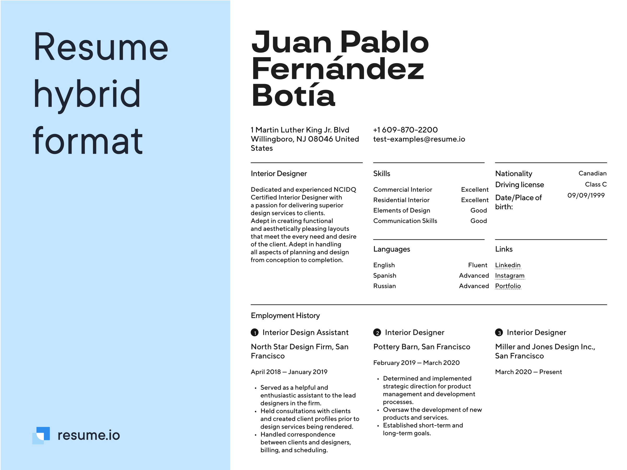 Resume hybrid format: what it is and how can you use it · Resume.io