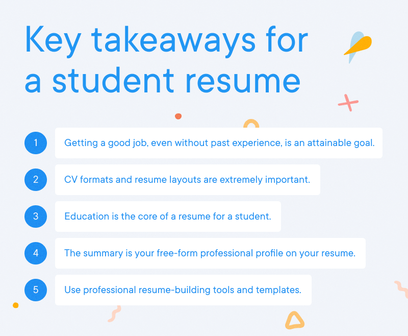 Student - Key takeaways for  a student resume