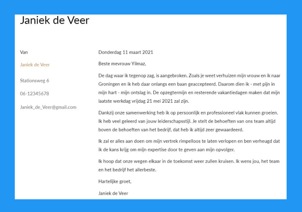 Discipline aankleden Condenseren Hoe schrijf je een ontslagbrief (+ gratis voorbeelden) · CVster.nl