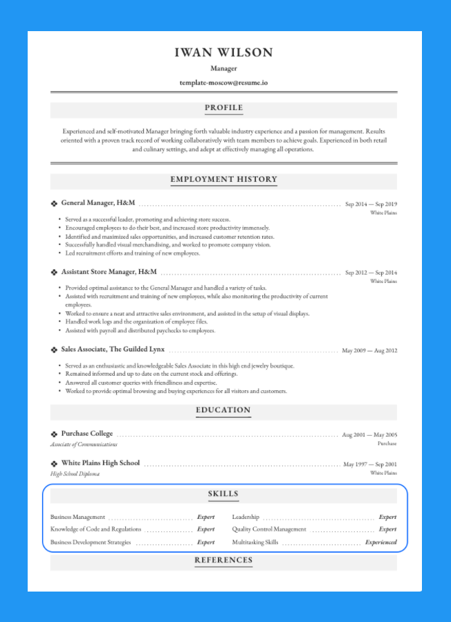 examples of hard skills for a resume