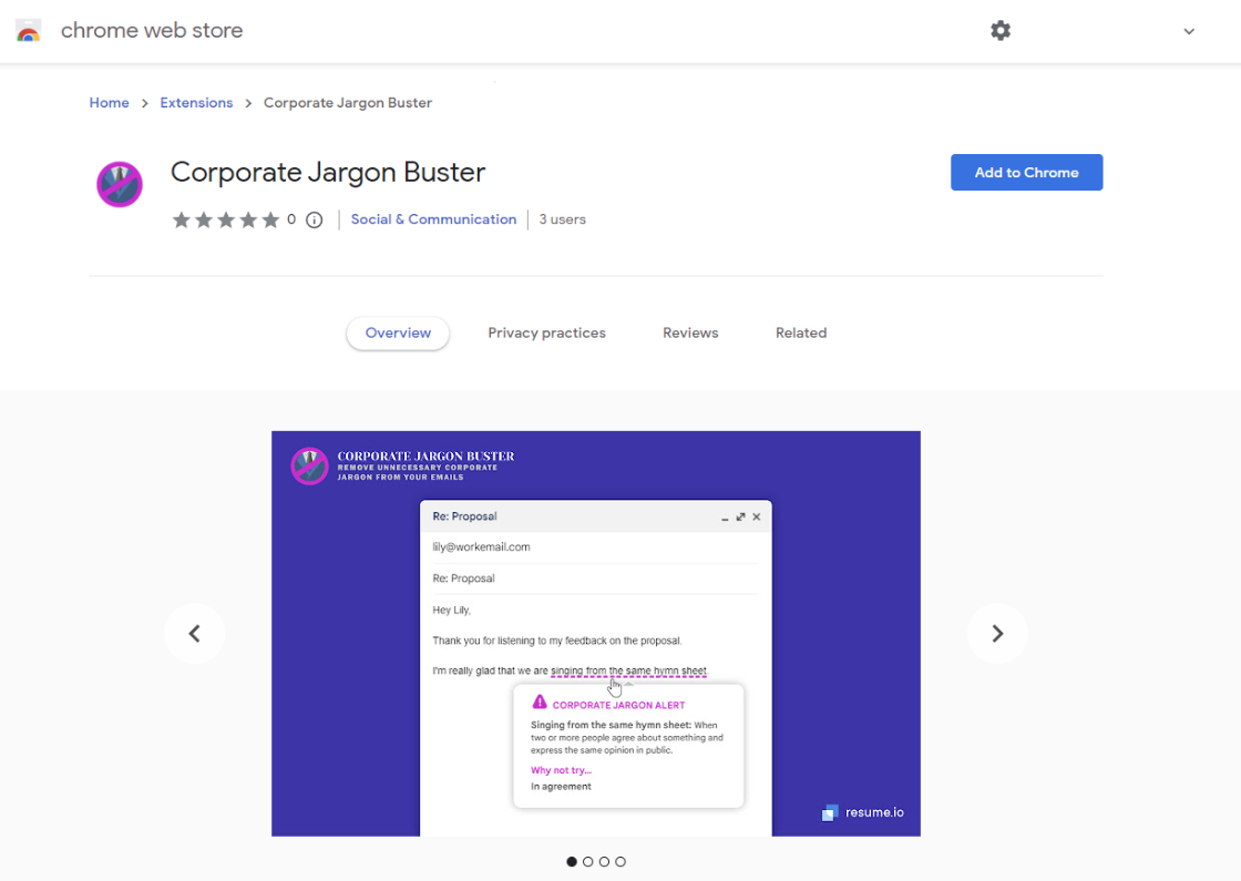 Chrome extension Corporate Jargon Buster