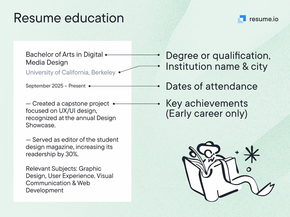 resume education section - key information