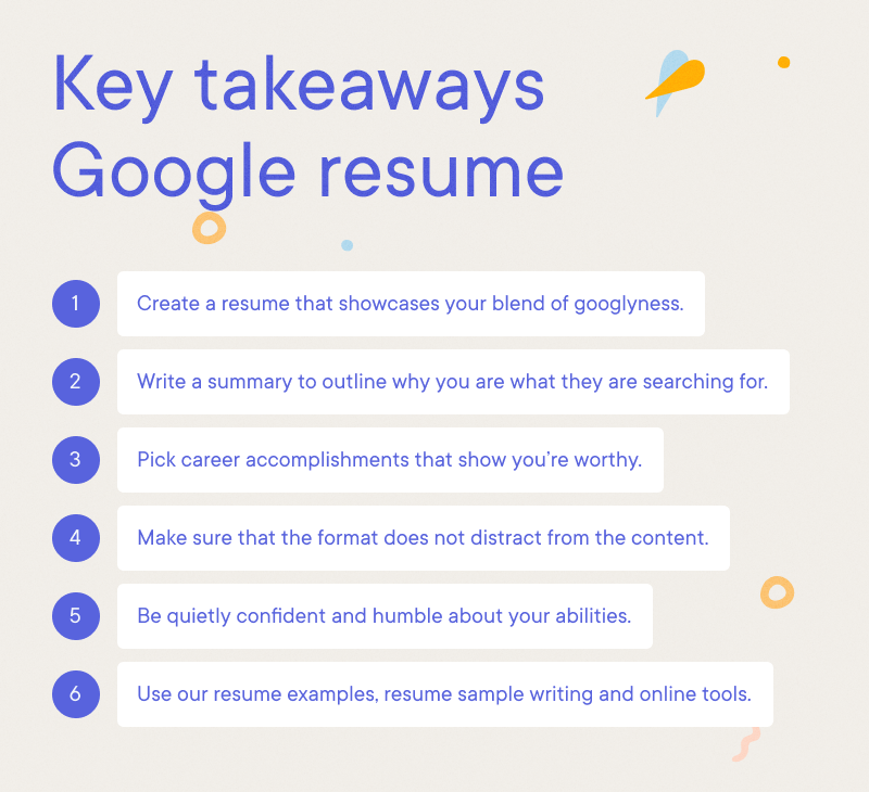 Google - Key takeaways Google resume