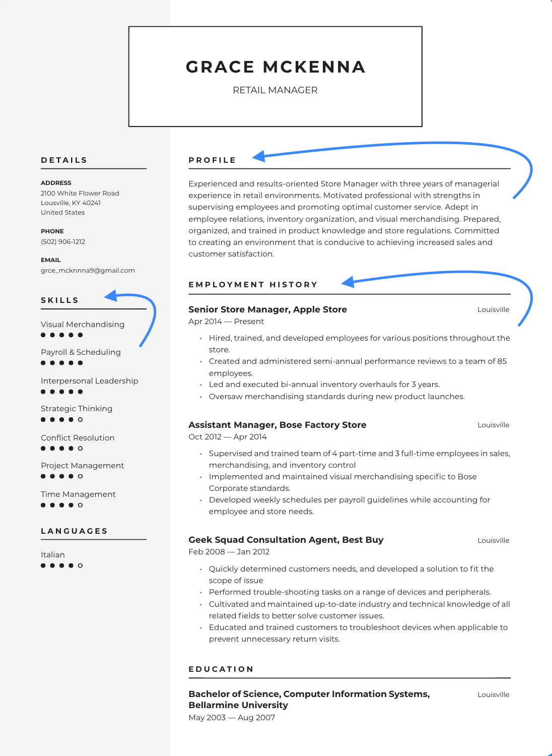 The portal says about Resume: an interesting entry