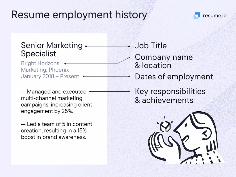 example resume employment history section