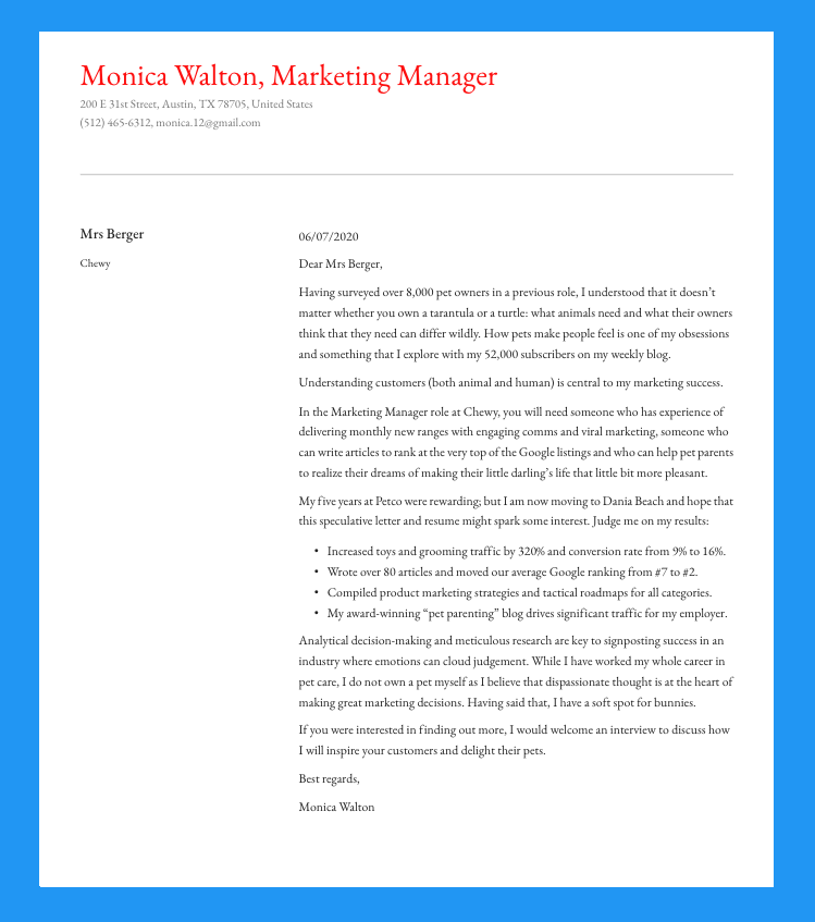 Cover Letter Example