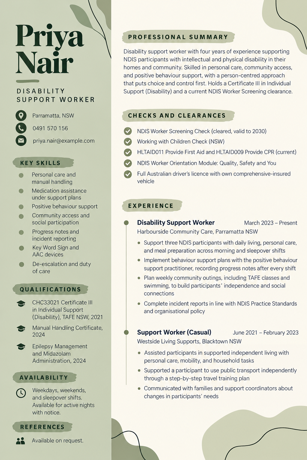 Disability support worker resume for Australia Disability support worker resume for Australia