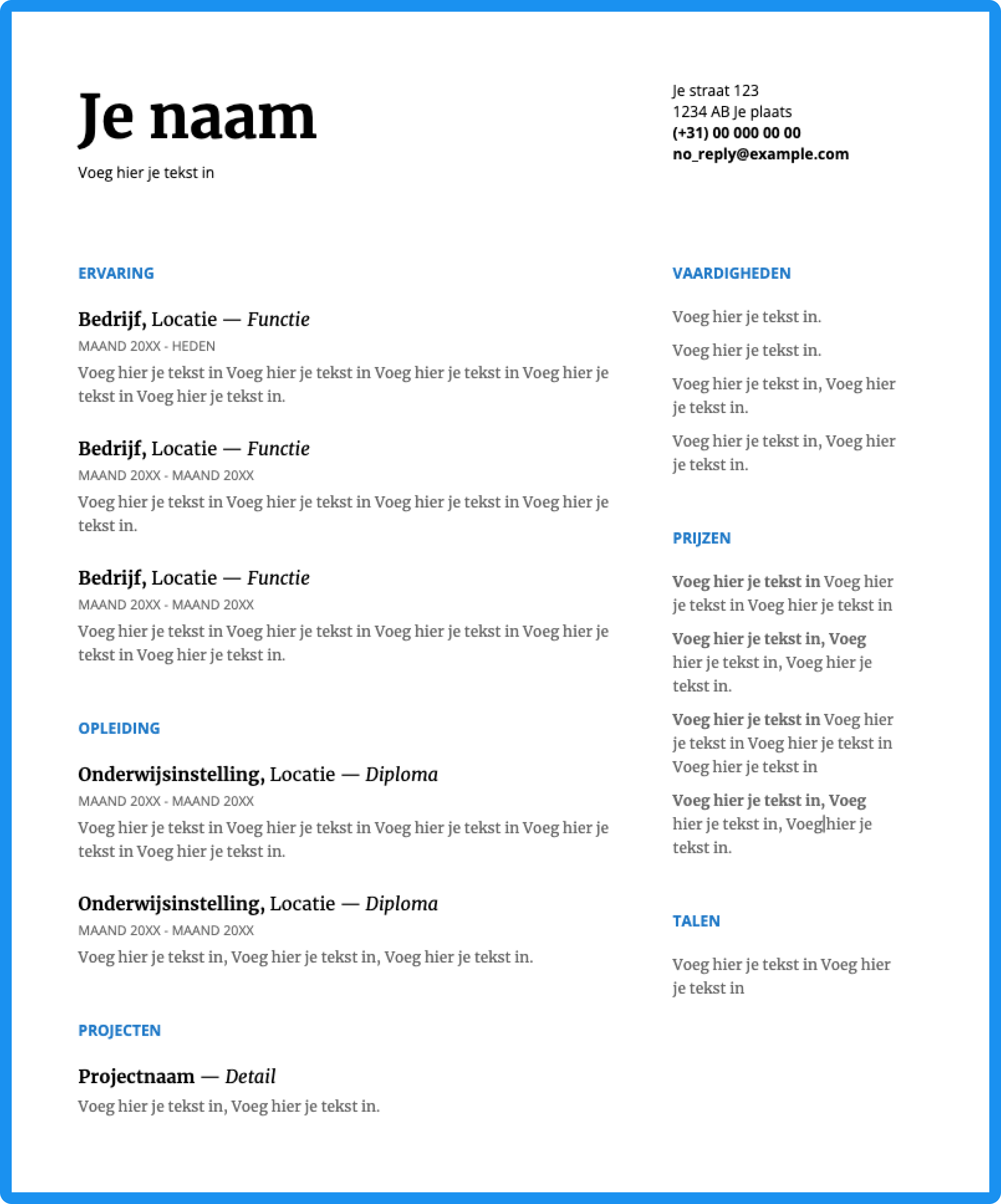 Google Docs cv template Serif