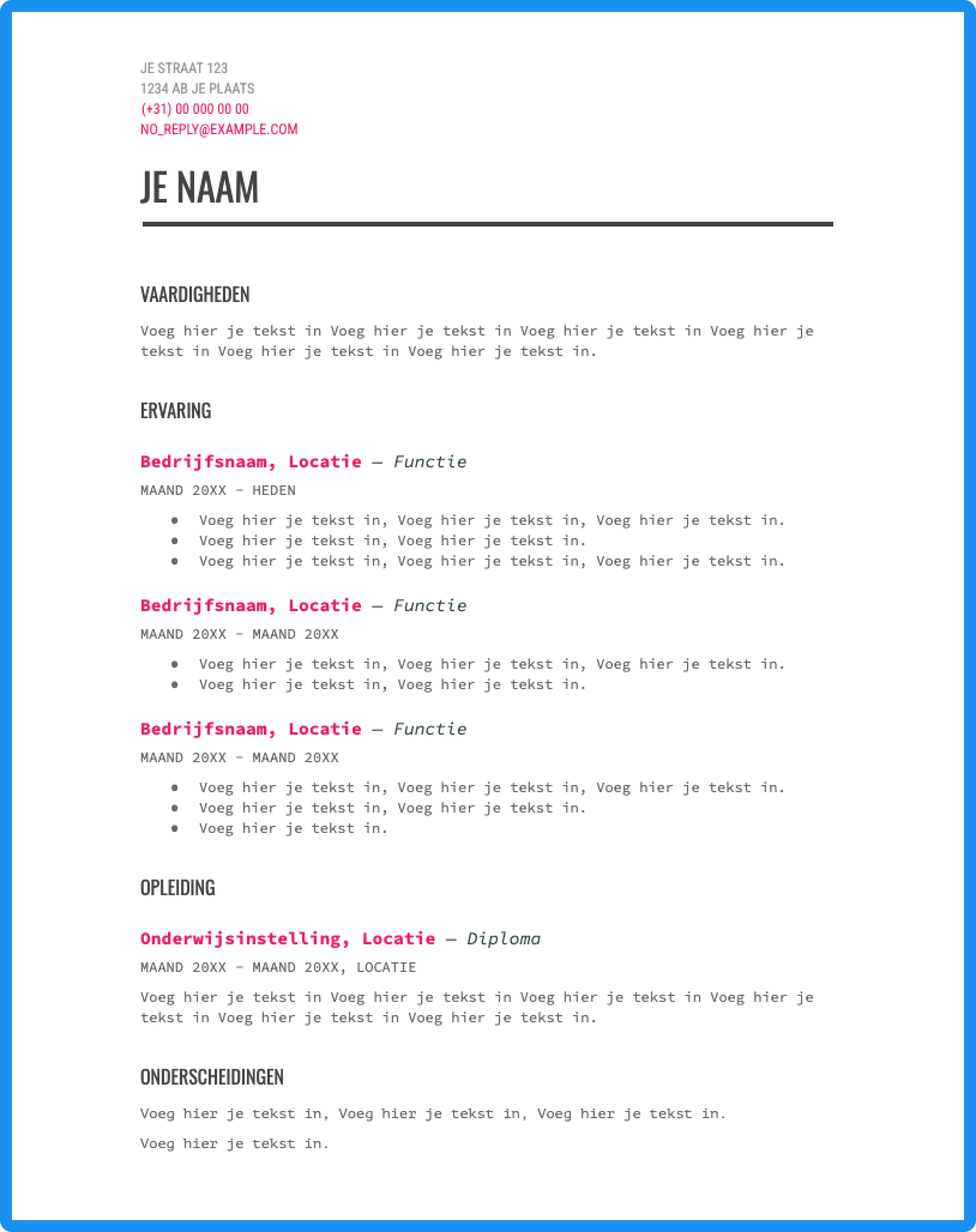 Google Docs cv template Moderne