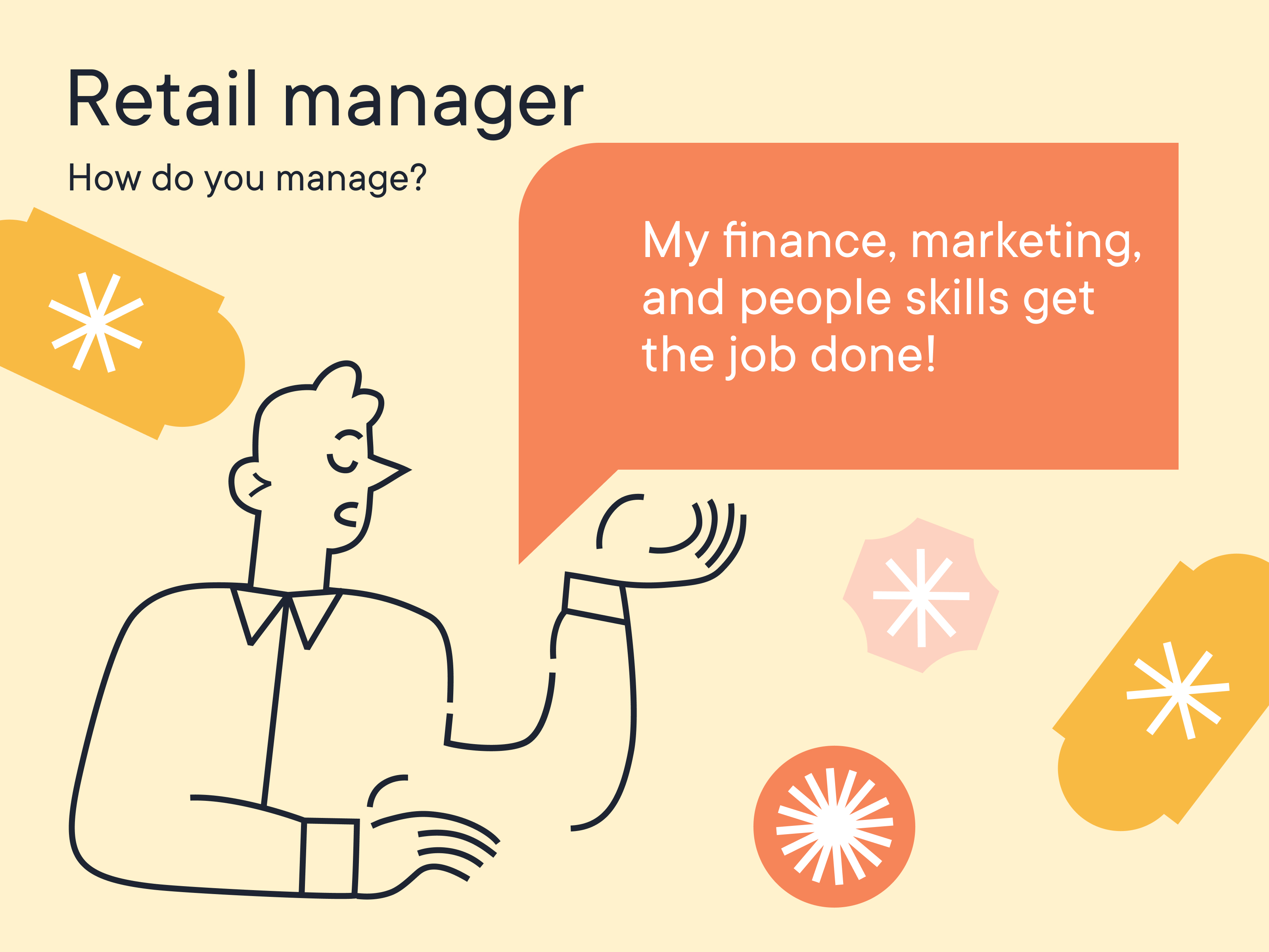 My finance, marketing, and people skills get the job done!