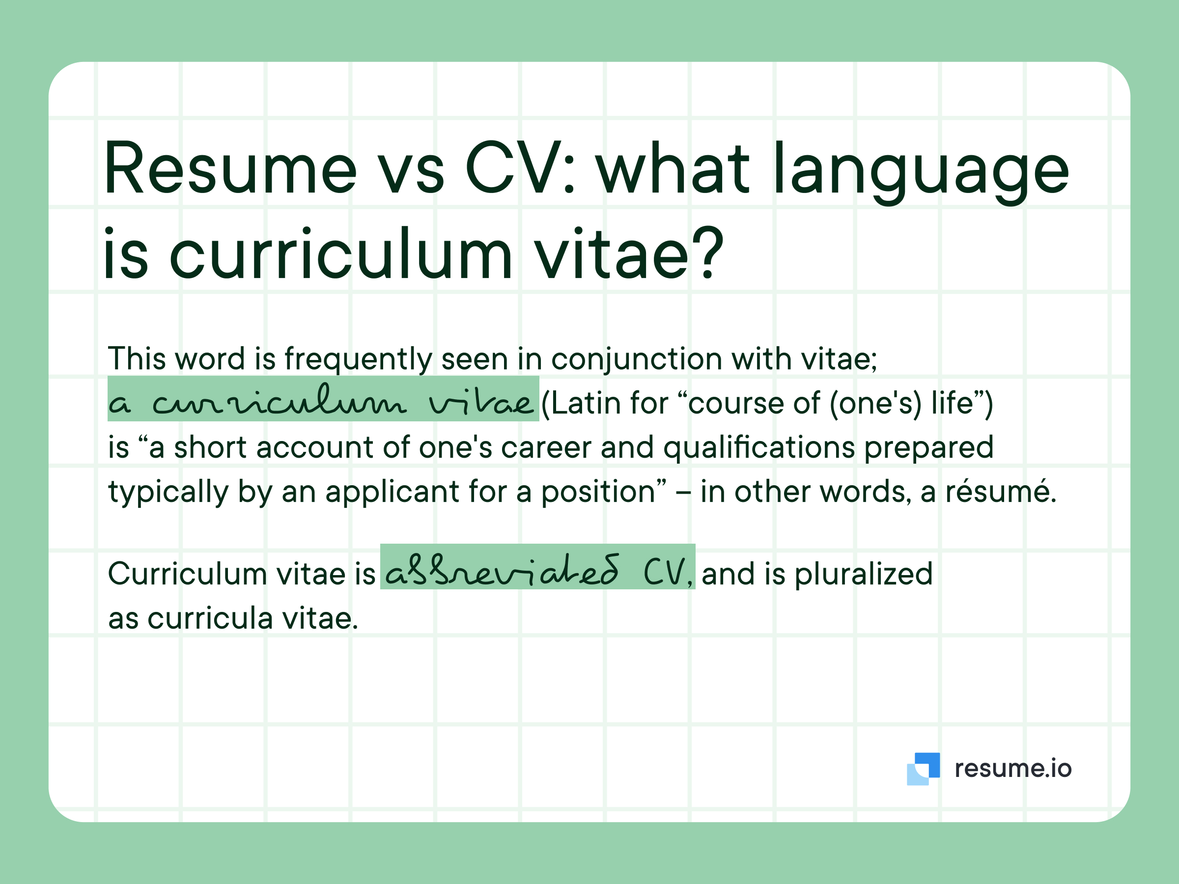 Resume vs CV: what language is curriculum vitae?
